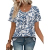image:imageWIHOLL Women T Shirts Pleated Short Sleeve Tops Business Casual BlousesPrint 02