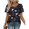 image:imageWIHOLL Women T Shirts Pleated Short Sleeve Tops Business Casual BlousesPrint 04