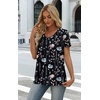 image:imageWIHOLL Women T Shirts Pleated Short Sleeve Tops Business Casual BlousesPrint 04