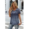 image:imageWIHOLL Women T Shirts Pleated Short Sleeve Tops Business Casual BlousesPrint 07