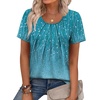 image:imageWIHOLL Women T Shirts Pleated Short Sleeve Tops Business Casual BlousesPrint 08