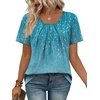 image:imageWIHOLL Women T Shirts Pleated Short Sleeve Tops Business Casual BlousesPrint 08