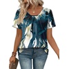 image:imageWIHOLL Women T Shirts Pleated Short Sleeve Tops Business Casual BlousesPrint 12
