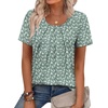 image:imageWIHOLL Women T Shirts Pleated Short Sleeve Tops Business Casual BlousesPrint 13