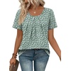 image:imageWIHOLL Women T Shirts Pleated Short Sleeve Tops Business Casual BlousesPrint 13