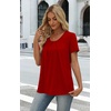 image:imageWIHOLL Women T Shirts Pleated Short Sleeve Tops Business Casual BlousesRed