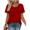 image:imageWIHOLL Women T Shirts Pleated Short Sleeve Tops Business Casual BlousesRed