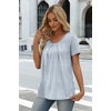 image:imageWIHOLL Women T Shirts Pleated Short Sleeve Tops Business Casual BlousesStriped Print 02