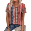 image:imageWIHOLL Women T Shirts Pleated Short Sleeve Tops Business Casual BlousesStriped Print 03