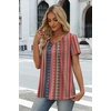 image:imageWIHOLL Women T Shirts Pleated Short Sleeve Tops Business Casual BlousesStriped Print 03