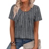 image:imageWIHOLL Women T Shirts Pleated Short Sleeve Tops Business Casual BlousesStriped Print 04