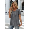 image:imageWIHOLL Women T Shirts Pleated Short Sleeve Tops Business Casual BlousesStriped Print 04