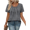 image:imageWIHOLL Women T Shirts Pleated Short Sleeve Tops Business Casual BlousesStriped Print 04