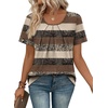 image:imageWIHOLL Women T Shirts Pleated Short Sleeve Tops Business Casual BlousesStriped Print