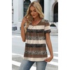 image:imageWIHOLL Women T Shirts Pleated Short Sleeve Tops Business Casual BlousesStriped Print