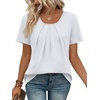 image:imageWIHOLL Women T Shirts Pleated Short Sleeve Tops Business Casual BlousesWhite