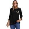 image:imageWIHOLL Womens 34 Length Sleeve Tops Crewneck Graphic Tees Casual Tunic Tops to Wear with Leggings Fashion Clothing Outfits0butterfly Print