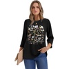 image:imageWIHOLL Womens 34 Length Sleeve Tops Crewneck Graphic Tees Casual Tunic Tops to Wear with Leggings Fashion Clothing Outfits0flower Print 1