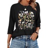 image:imageWIHOLL Womens 34 Length Sleeve Tops Crewneck Graphic Tees Casual Tunic Tops to Wear with Leggings Fashion Clothing Outfits0flower Print 1