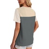 image:imageWIHOLL Womens Fashion 2026 Color Block Shirts Short Sleeve Knitted Summer Fall Tops Casual TrendyBeige Gray
