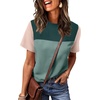 image:imageWIHOLL Womens Fashion 2026 Color Block Shirts Short Sleeve Knitted Summer Fall Tops Casual TrendyBeige Green