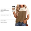 image:imageWIHOLL Womens Fashion 2026 Color Block Shirts Short Sleeve Knitted Summer Fall Tops Casual TrendyBrown Beige