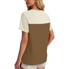 image:imageWIHOLL Womens Fashion 2026 Color Block Shirts Short Sleeve Knitted Summer Fall Tops Casual TrendyBrown Beige