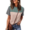 image:imageWIHOLL Womens Fashion 2026 Color Block Shirts Short Sleeve Knitted Summer Fall Tops Casual TrendyGreen