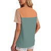 image:imageWIHOLL Womens Fashion 2026 Color Block Shirts Short Sleeve Knitted Summer Fall Tops Casual TrendyGreen Orange