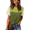 image:imageWIHOLL Womens Fashion 2026 Color Block Shirts Short Sleeve Knitted Summer Fall Tops Casual TrendyGreen2