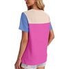image:imageWIHOLL Womens Fashion 2026 Color Block Shirts Short Sleeve Knitted Summer Fall Tops Casual TrendyHot Pink