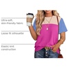 image:imageWIHOLL Womens Fashion 2026 Color Block Shirts Short Sleeve Knitted Summer Fall Tops Casual TrendyHot Pink
