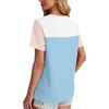 image:imageWIHOLL Womens Fashion 2026 Color Block Shirts Short Sleeve Knitted Summer Fall Tops Casual TrendyLight Blue