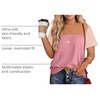 image:imageWIHOLL Womens Fashion 2026 Color Block Shirts Short Sleeve Knitted Summer Fall Tops Casual TrendyLight Pink