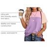 image:imageWIHOLL Womens Fashion 2026 Color Block Shirts Short Sleeve Knitted Summer Fall Tops Casual TrendyPurple