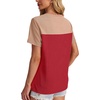 image:imageWIHOLL Womens Fashion 2026 Color Block Shirts Short Sleeve Knitted Summer Fall Tops Casual TrendyRed