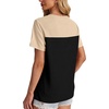 image:imageWIHOLL Womens Fashion 2026 Color Block Shirts Short Sleeve Knitted Summer Fall Tops Casual TrendyUmber Black