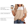 image:imageWIHOLL Womens Fashion 2026 Color Block Shirts Short Sleeve Knitted Summer Fall Tops Casual TrendyWhite Khaki