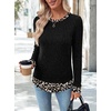 image:imageWIHOLL Womens Long Sleeve Shirts Fall Outfits Lightweight Sweaters 2026Black  Leopard Print