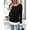 image:imageWIHOLL Womens Long Sleeve Shirts Fall Outfits Lightweight Sweaters 2026Black  White