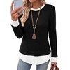 image:imageWIHOLL Womens Long Sleeve Shirts Fall Outfits Lightweight Sweaters 2026Black  White
