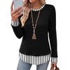 image:imageWIHOLL Womens Long Sleeve Shirts Fall Outfits Lightweight Sweaters 2026Blackstriped