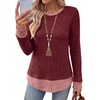 image:imageWIHOLL Womens Long Sleeve Shirts Fall Outfits Lightweight Sweaters 2026Red