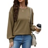 image:imageWIHOLL Womens Long Sleeve Shirts Fall Tops Casual Crewneck Loose with Pocket Trendy ClothesBrown Coffee