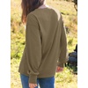 image:imageWIHOLL Womens Long Sleeve Shirts Fall Tops Casual Crewneck Loose with Pocket Trendy ClothesBrown Coffee