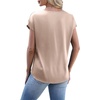 image:imageWIHOLL Womens Satin Summer Tops Cap Short Sleeve Blouses V Neck Shirts Business Casual Outfits Fashion Clothing 2026All Khaki