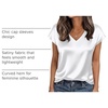 image:imageWIHOLL Womens Satin Summer Tops Cap Short Sleeve Blouses V Neck Shirts Business Casual Outfits Fashion Clothing 2026All White