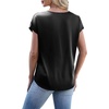 image:imageWIHOLL Womens Satin Summer Tops Cap Short Sleeve Blouses V Neck Shirts Business Casual Outfits Fashion Clothing 2026Black