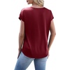 image:imageWIHOLL Womens Satin Summer Tops Cap Short Sleeve Blouses V Neck Shirts Business Casual Outfits Fashion Clothing 2026Burgundy