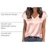 image:imageWIHOLL Womens Satin Summer Tops Cap Short Sleeve Blouses V Neck Shirts Business Casual Outfits Fashion Clothing 2026Champagne
